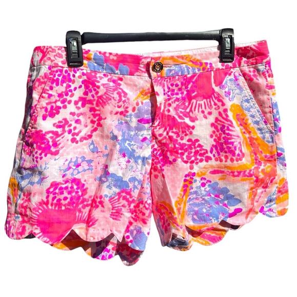Lilly Pulitzer Pants - Lilly Pulitzer Buttercup Shorts Size 8 Balleta Hot Pink Starfish Scalloped